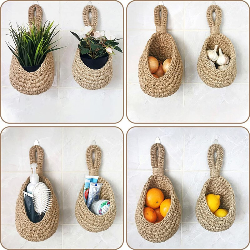 Rankomis austi kabantys sieniniai daržovių vaisiniai krepšeliai virtuvės sodo laikiklis sieninis augalas gėlių sodintuvo organizatorius konteineris