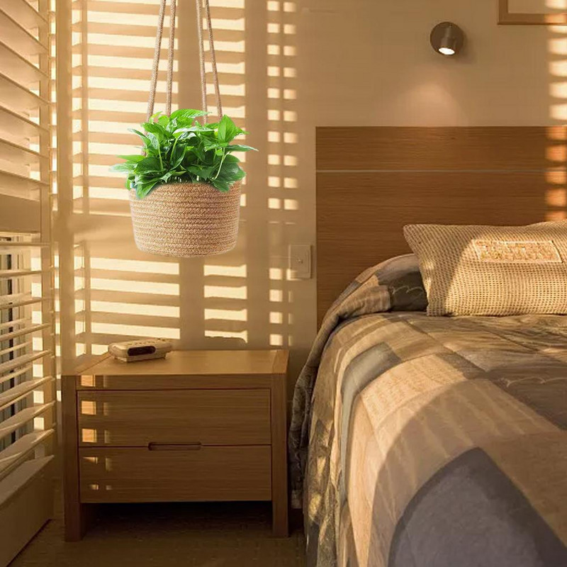 Umerașe pentru plante de grădină Jardinier suspendat cu frânghie Jardinier suspendat țesut Coș Suport pentru ghiveci pentru casă, grădină, balcon, decorare