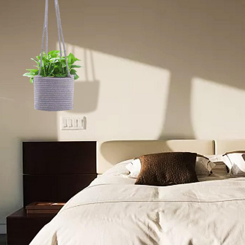 Umerașe pentru plante de grădină Jardinier suspendat cu frânghie Jardinier suspendat țesut Coș Suport pentru ghiveci pentru casă, grădină, balcon, decorare