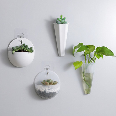 Ghiveci pentru plante suspendat pe perete Ghiveci creativ din plastic Ghiveci pentru flori montat pe perete Decor pentru grădină, birou, vază de perete