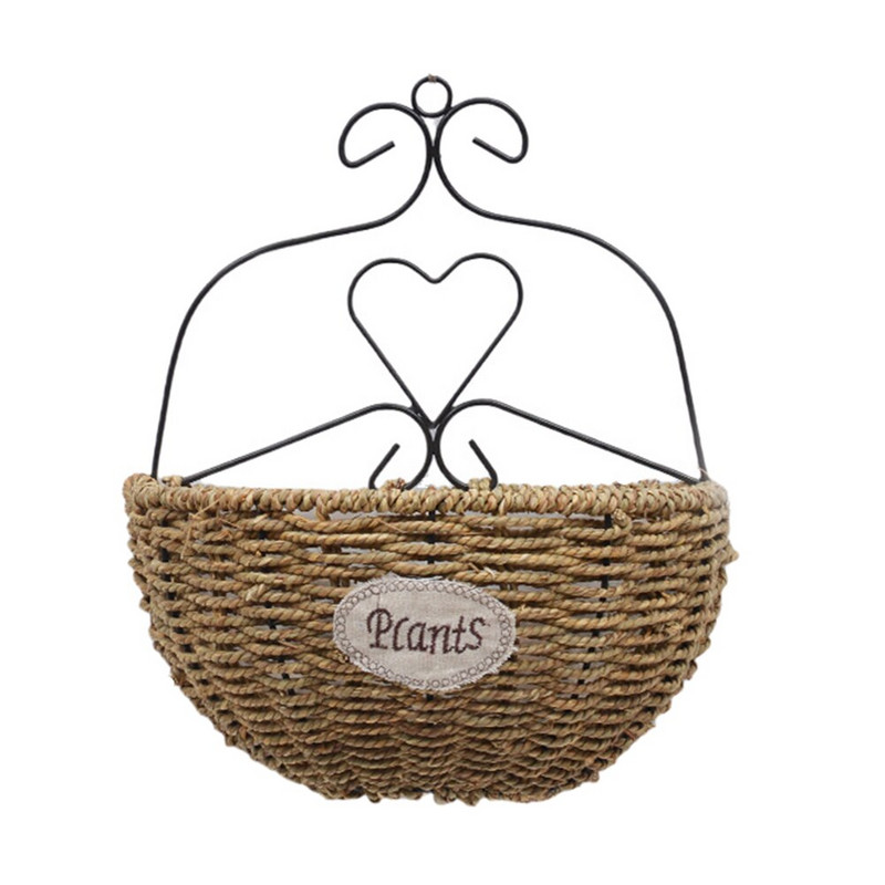 Iš šiaudų austi kabantys krepšeliai Gėlių augalų kabyklos laikymo krepšelis Pakabinamas vazonas vazonas vazonas Namų sodo kabantis krepšelis