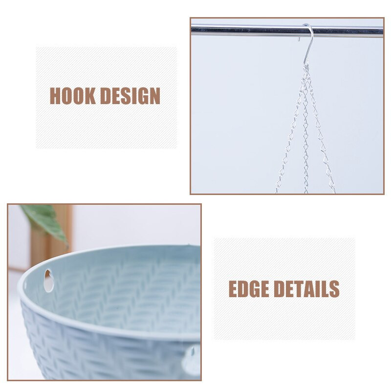 Függesztett kosár Ültető cserep Kerti növény Láncos ültetőgépek Dekoráció Műanyag 16x10cm