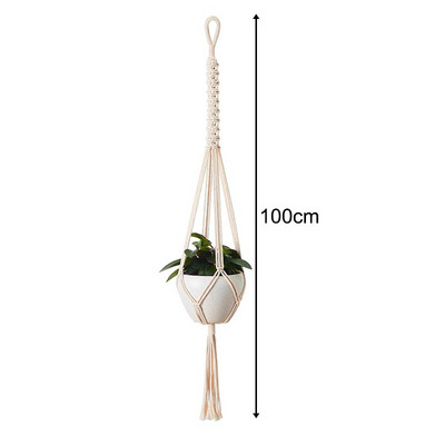 1 vnt. Rankomis austos augalų kabyklos gėlių dėklo krepšelis europietiško stiliaus smėlio spalvos medvilninės virvės sienų dekoravimui sodo reikmenys universalūs