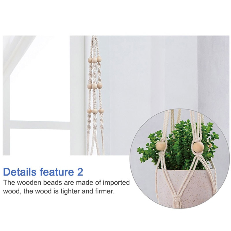 1 vnt. Rankomis austos augalų kabyklos gėlių dėklo krepšelis europietiško stiliaus smėlio spalvos medvilninės virvės sienų dekoravimui sodo reikmenys universalūs