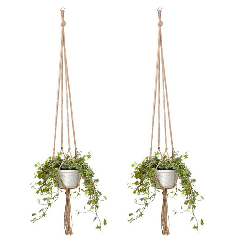 Coșuri cu cuier pentru plante lucrate manual în macrame Suport pentru ghivece pentru balcon Decorat pentru agățat Coarda de ridicare înnodată Accesorii pentru grădină de acasă