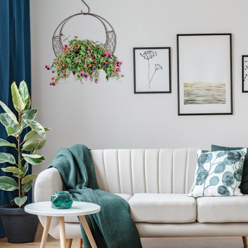 Retro kaltinės geležies apvalus kabantis krepšelis Kūrybinis mėnulis Laivo formos gėlių vazonas Pradžia Sukulentai Pakabinami gėlių vazonai Amatų dekoras