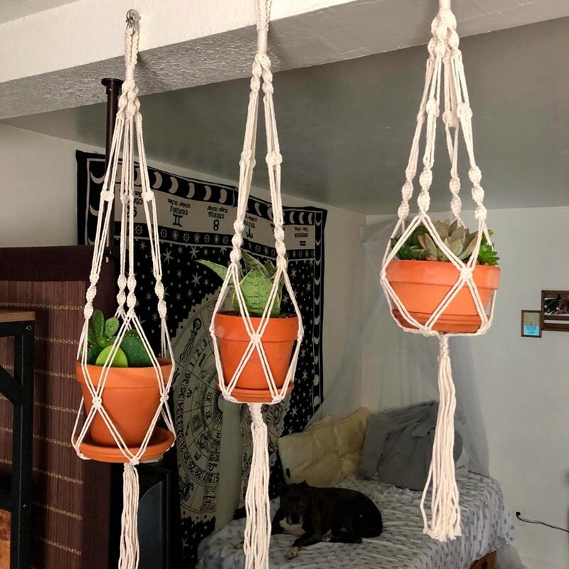Coș pentru plante agățat Ghivece de flori Umerașe lucrate manual macrame balcon agățat ghiveci de plante pentru grădină curte Boho Decor acasă