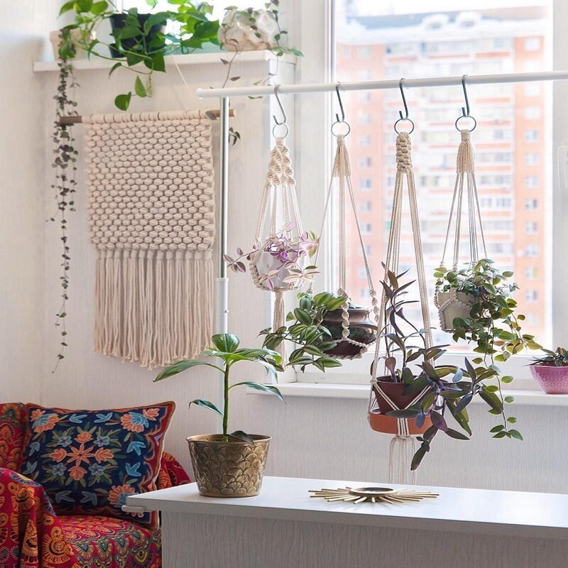 Coș pentru plante agățat Ghivece de flori Umerașe lucrate manual macrame balcon agățat ghiveci de plante pentru grădină curte Boho Decor acasă