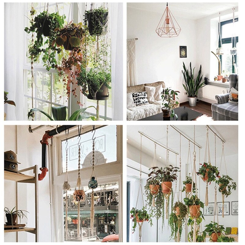 Coș pentru plante agățat Ghivece de flori Umerașe lucrate manual macrame balcon agățat ghiveci de plante pentru grădină curte Boho Decor acasă