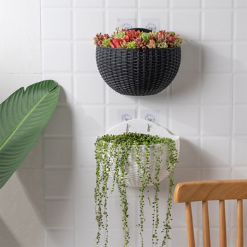 Саксия за цветя в скандинавски стил Монтирана на стена пластмасова кошница за окачване на стена Саксия за градина Висяща кошница за стена Саксия