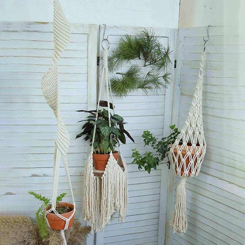 Umeraș pentru plante din macrame, realizat manual, ghiveci de flori, Suport pentru coș de jardinier pentru suporturi de flori Umerașe de perete Grădină Decorare balcon