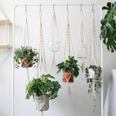 Rankų darbo makramo tinklelis Vintage kabantis krepšelis augalų pakabos Medvilnė vazonas kabantis vazonas Virvė Namų sodo siena kiemo dekoras