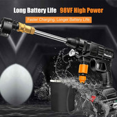 300W 100bar belaidis aukšto slėgio automobilių plovimo pistoletas 30000mAh putų generatorius vandens pistoleto purškimo valiklis automobilių plovimo mašina