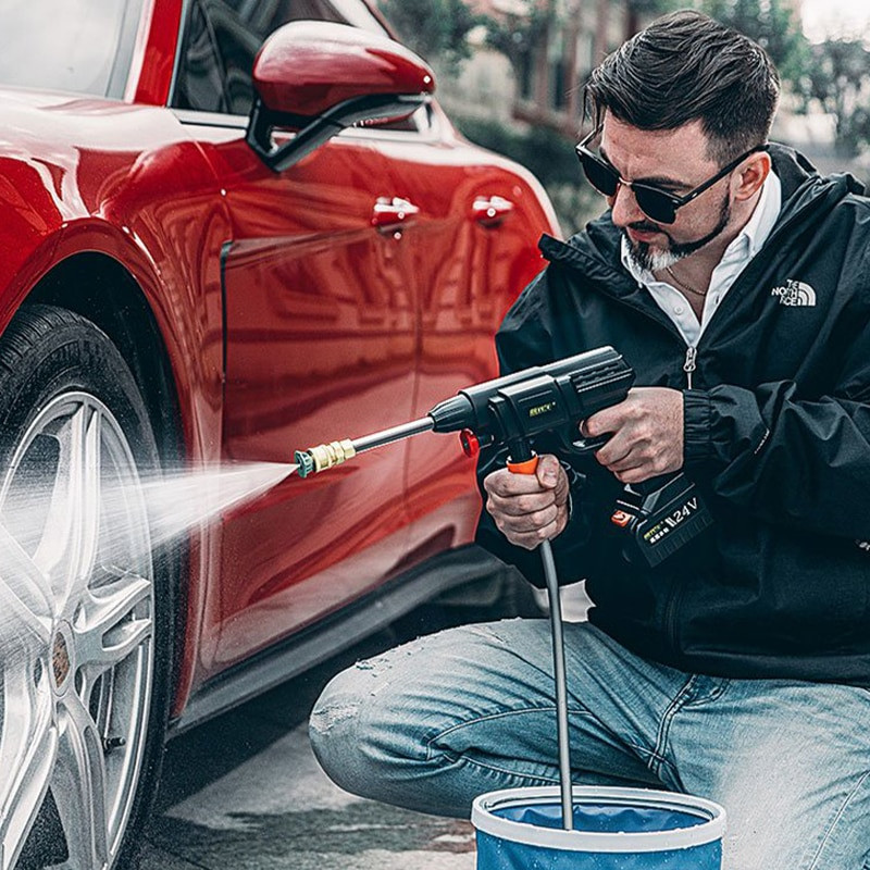 300W 100bar belaidis aukšto slėgio automobilių plovimo pistoletas 30000mAh putų generatorius vandens pistoleto purškimo valiklis automobilių plovimo mašina