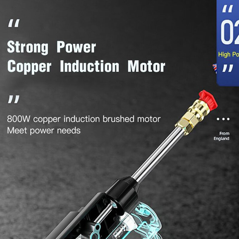 300W 100bar belaidis aukšto slėgio automobilių plovimo pistoletas 30000mAh putų generatorius vandens pistoleto purškimo valiklis automobilių plovimo mašina