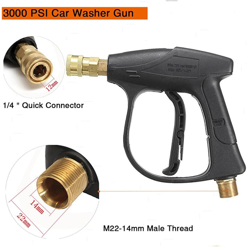 1/4" nagynyomású mosópálca 3000 Psi autómosó hab spray rövid pálca tisztító pisztoly 5 fúvókás autótisztító készlettel