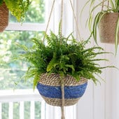 Coș de jardinieră agățată Coș țesut în aer liber Ghiveci de flori agățat Grace Decor Home Decor Coș de jardinieră de grădină țesut cu macrame Decor de perete