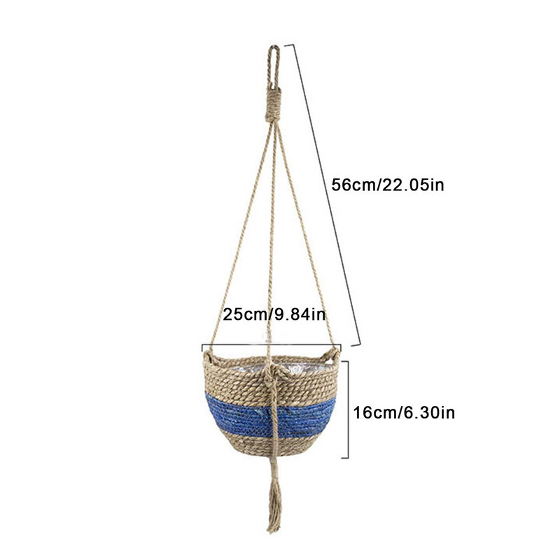 Coș de jardinieră agățată Coș țesut în aer liber Ghiveci de flori agățat Grace Decor Home Decor Coș de jardinieră de grădină țesut cu macrame Decor de perete