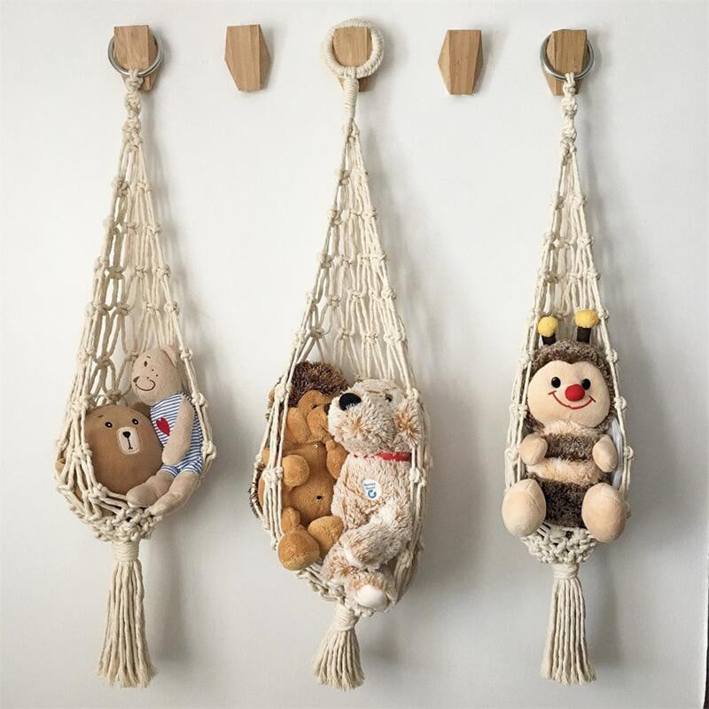 Makrame sieninis kabantis augalų laikiklis Bohemiško stiliaus medvilninis rankų pynimo vazono tinklinis krepšys, skirtas namų dekoravimui lėlių laikymui