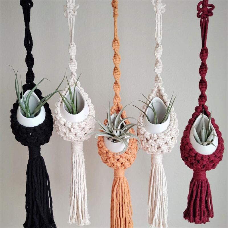Színes makramé falra akasztható levegős növénytartó Bohém stílusú ültetőgép pamut kézi szövésű virágcserép hálótáska otthoni dekorációhoz