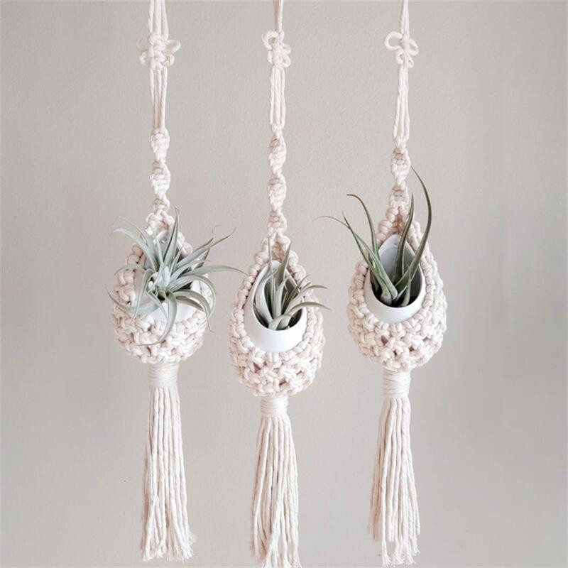 Színes makramé falra akasztható levegős növénytartó Bohém stílusú ültetőgép pamut kézi szövésű virágcserép hálótáska otthoni dekorációhoz