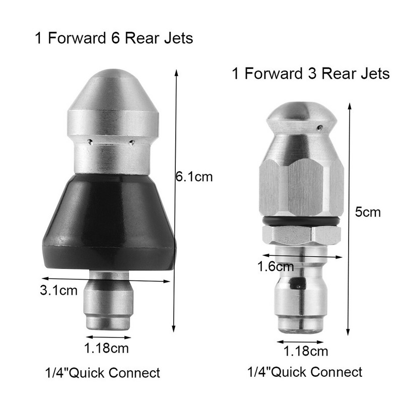 Oțel inoxidabil 1 înainte 3/6 jeturi din spate filet de curățare cu presiune de scurgere duză cu conectare rapidă țeavă de pulverizare dragare curățător de canalizare