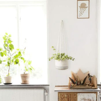 Καλάθι αποθήκευσης φυτών κήπου Πλεκτό Απλή και κομψή διακόσμηση σπιτιού Ανθεκτική κρεμαστή γλάστρα υφαντή εσωτερική εξωτερική γλάστρα