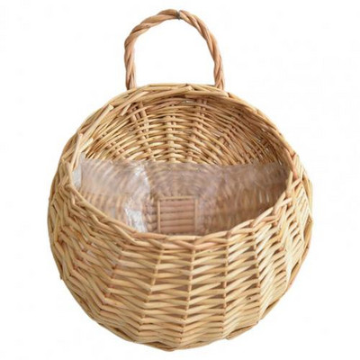 1 szett virágkosár, kézzel készített szövés, többfunkciós rattan fali kerítés, akasztós cserepes növénytartó a kertben