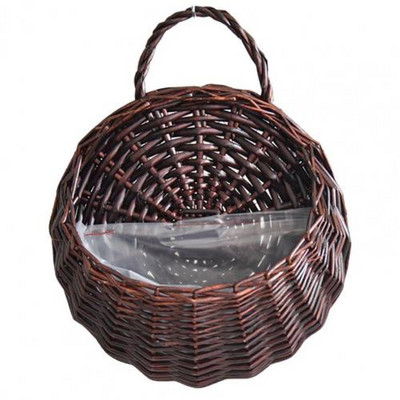 1 szett virágkosár, kézzel készített szövés, többfunkciós rattan fali kerítés, akasztós cserepes növénytartó a kertben