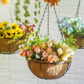40 см саксия за цветя, висяща кошница, верига, желязна имитация на ратан, висяща кошница, басейн, хидропонни растения, закачалка, декор за домашна градина