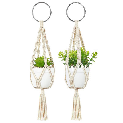 Macrame Plant Hangers Kit Mini Macrame Plant Car Αξεσουάρ καθρέφτη πίσω όψης για διακόσμηση κήπου Home Countyard