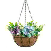 Pakabinamas krepšelis, metalinis su kokoso pluošto įdėklu, viela, gėlių laikiklis, verandos vazonų kabykla - 10 colių