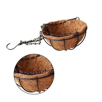 Висяща кошница Саксия Метална с облицовка от кокосови влакна Телен държач за цветя Саксии за веранда Закачалка - 10 инча