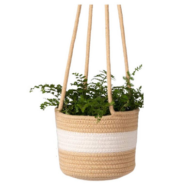 Kabantis virvių vazonų krepšelis Austi vazonai Augalai Pakabos vazonų laikymo vieta Sienų dekoravimui Sodo namų dekoro gėlių krepšelis