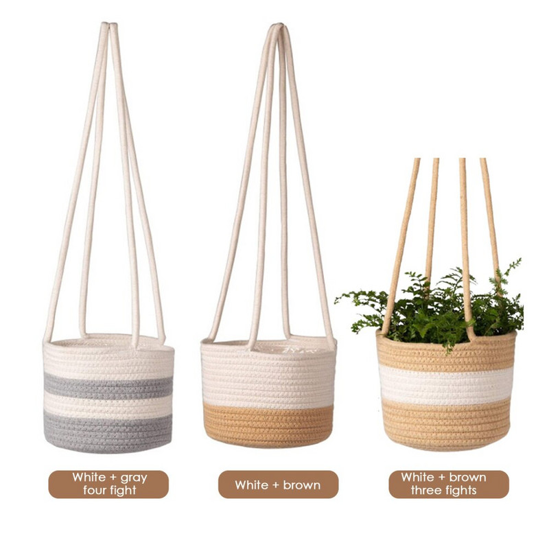 Kabantis virvių vazonų krepšelis Austi vazonai Augalai Pakabos vazonų laikymo vieta Sienų dekoravimui Sodo namų dekoro gėlių krepšelis