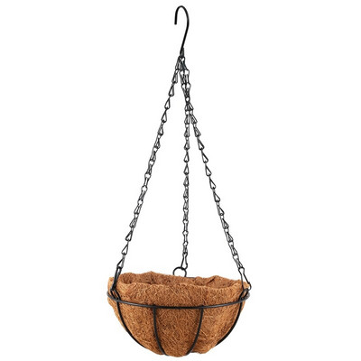 Black Growers Hanging Basket Planter with Chain Flower Plant Pot Διακόσμηση μπαλκονιού στον κήπο του σπιτιού-8 ιντσών