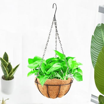 WSFS Hot Black Growers Hanging Basket Planter with Chain Flower Plant Pot Διακόσμηση μπαλκονιού στον κήπο του σπιτιού-8 ιντσών