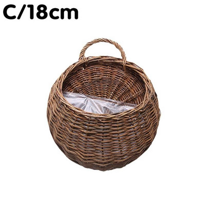 Coș de flori agățat pe perete ghiveci din răchită naturală vază pentru grădină decor pentru perete din rattan container de depozitare coș Ho C3k6