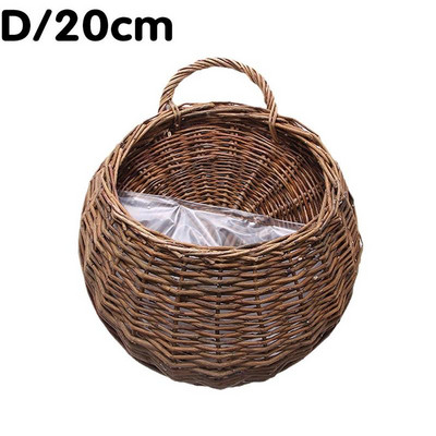 Coș de flori agățat pe perete ghiveci din răchită naturală vază pentru grădină decor pentru perete din rattan container de depozitare coș Ho C3k6