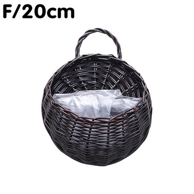 Coș de flori agățat pe perete ghiveci din răchită naturală vază pentru grădină decor pentru perete din rattan container de depozitare coș Ho C3k6