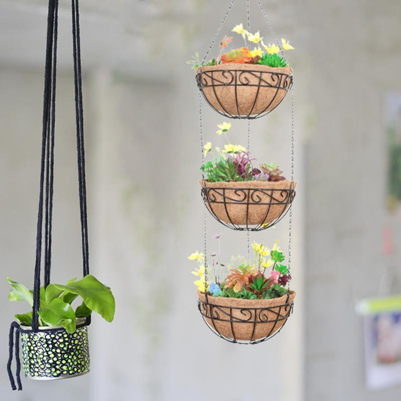 Căptușeală din fibră de nucă de cocos Căptușeală cu trei niveluri de nucă de cocos pentru jardiniere Căptușeală din fibră de nucă de cocos Inserții pentru jardiniera din fibră de nucă de cocos