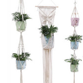 Naujas sienų dekoravimas Countyard sodo reikmenys rankų darbo gėlių/vazonų kabantys krepšeliai Makramė augalų kabykla vazonų laikiklis tinklelis 1vnt.