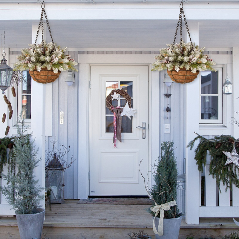 Προφωτισμένα Τεχνητά Χριστουγεννιάτικα Κρεμαστά Μικτά Διακοσμητικά Λευκό