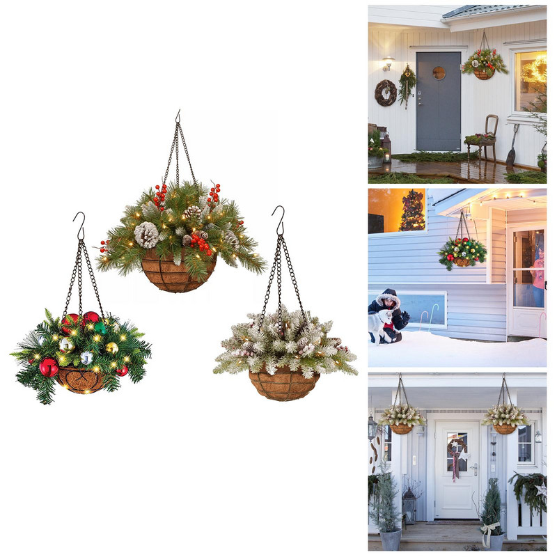 Προφωτισμένα Τεχνητά Χριστουγεννιάτικα Κρεμαστά Μικτά Διακοσμητικά Λευκό