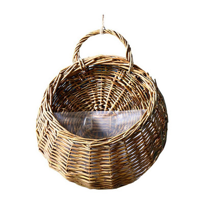 Jardinieră de flori agățat pe perete Coș din ratan din răchită Suport pentru plante ghiveci de viță de vie Coș rustic pentru ghiveci pentru plante Container de depozitare