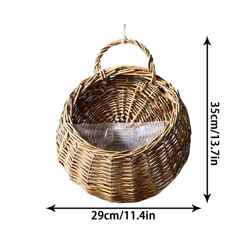 Gėlių vazonas Pakabinamas prie sienos Pinti rotango krepšelis sodo vynmedžių vazonų augalų laikiklis Kaimiškas gėlių vazono krepšelio augalų laikymo konteineris