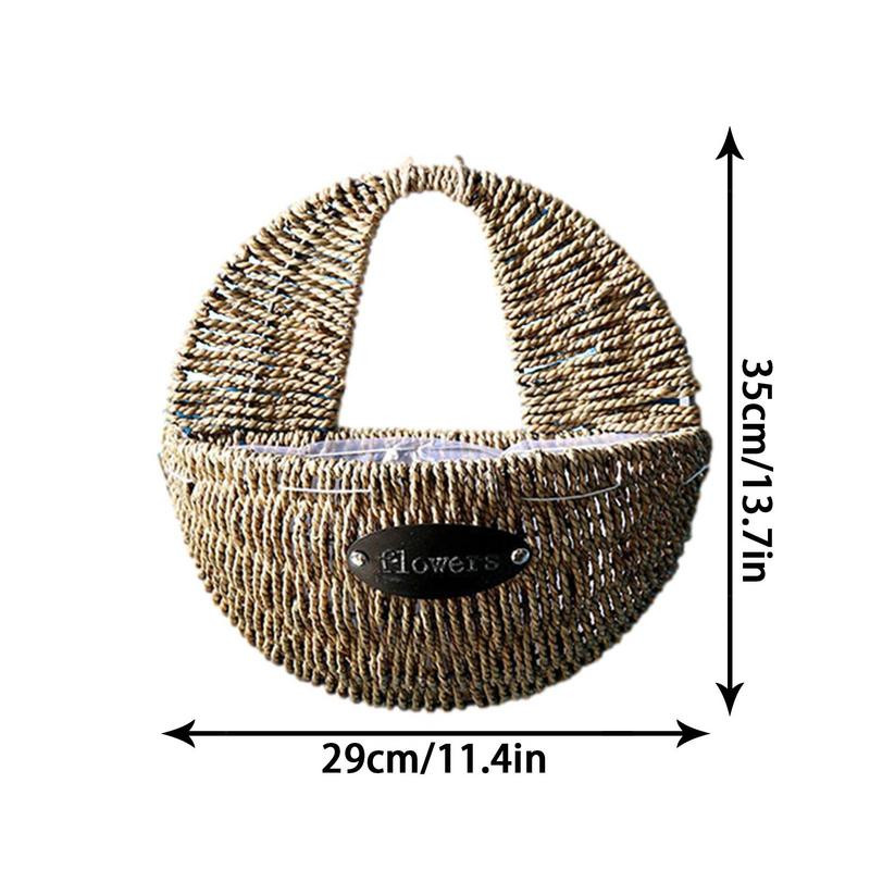 Pakabinamas rankų darbo pintų rotango gėlių krepšelis žalias vynmedžių vazonas, pakabinamas vazos konteineris Sieninis augalų krepšelis sodui