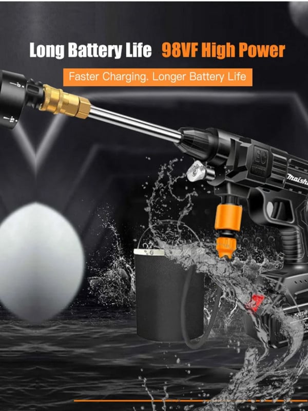 24VF belaidis aukšto slėgio plovimo ploviklis Purškimo pistoletas Automobilinis vandens pistoletas, plovimo mašina, putų generatorius plovimui