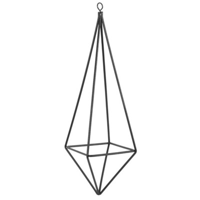 Moodsa maalähedase kunsti stiilis eraldiseisev rippuv rauast Tillandsia õhutaimehoidja, must 10,2 tolli kõrgus nelinurkne pürami