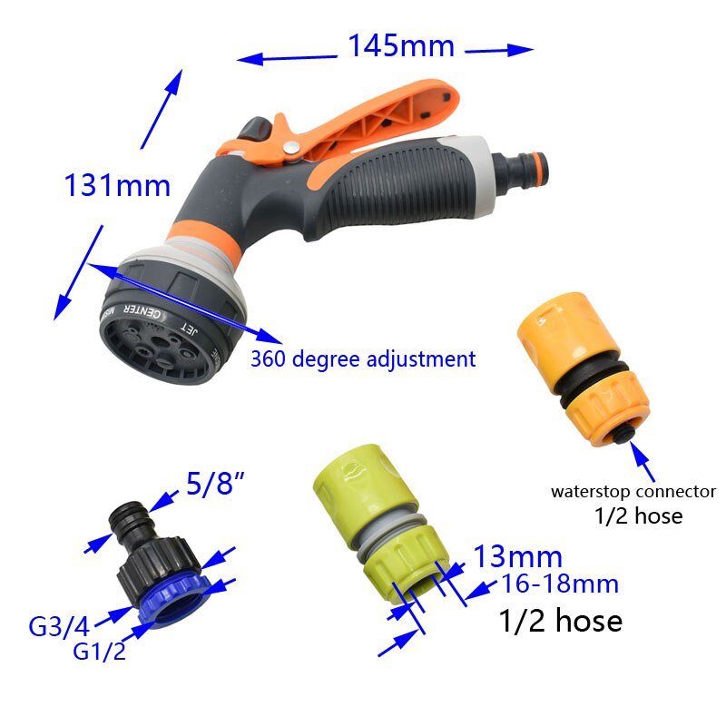 Kerti permetező fűlocsoló autómosó pisztoly Állítható öntözőfúvóka Nagynyomású teljesítményű automatikus öntözőkészlet 1 készlet